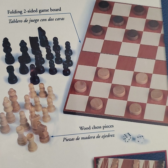 TOYS R US Pavilion Chess checkers backgammon 3 games in 1 - Picture 6 of 6